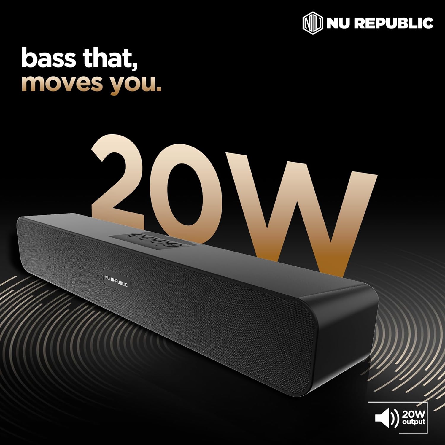 Nu Republic Soundbar 20 Bluetooth Soundbar with X-Bass Technology